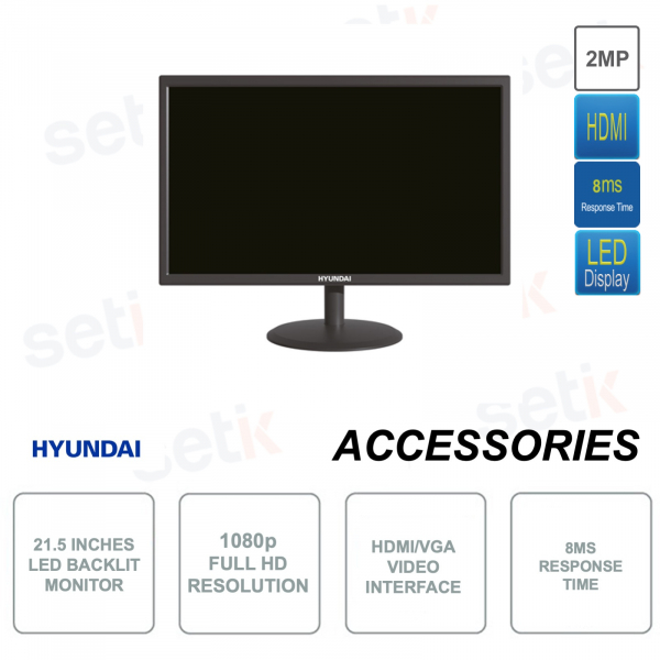 21.5 Inch Monitor - 8ms - Full HD 1080p - 60hz - HDMI + VGA