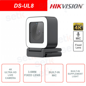 Web Camera 4K 8MP Ultra-HD - Micrófono - Luz suplementaria integrada