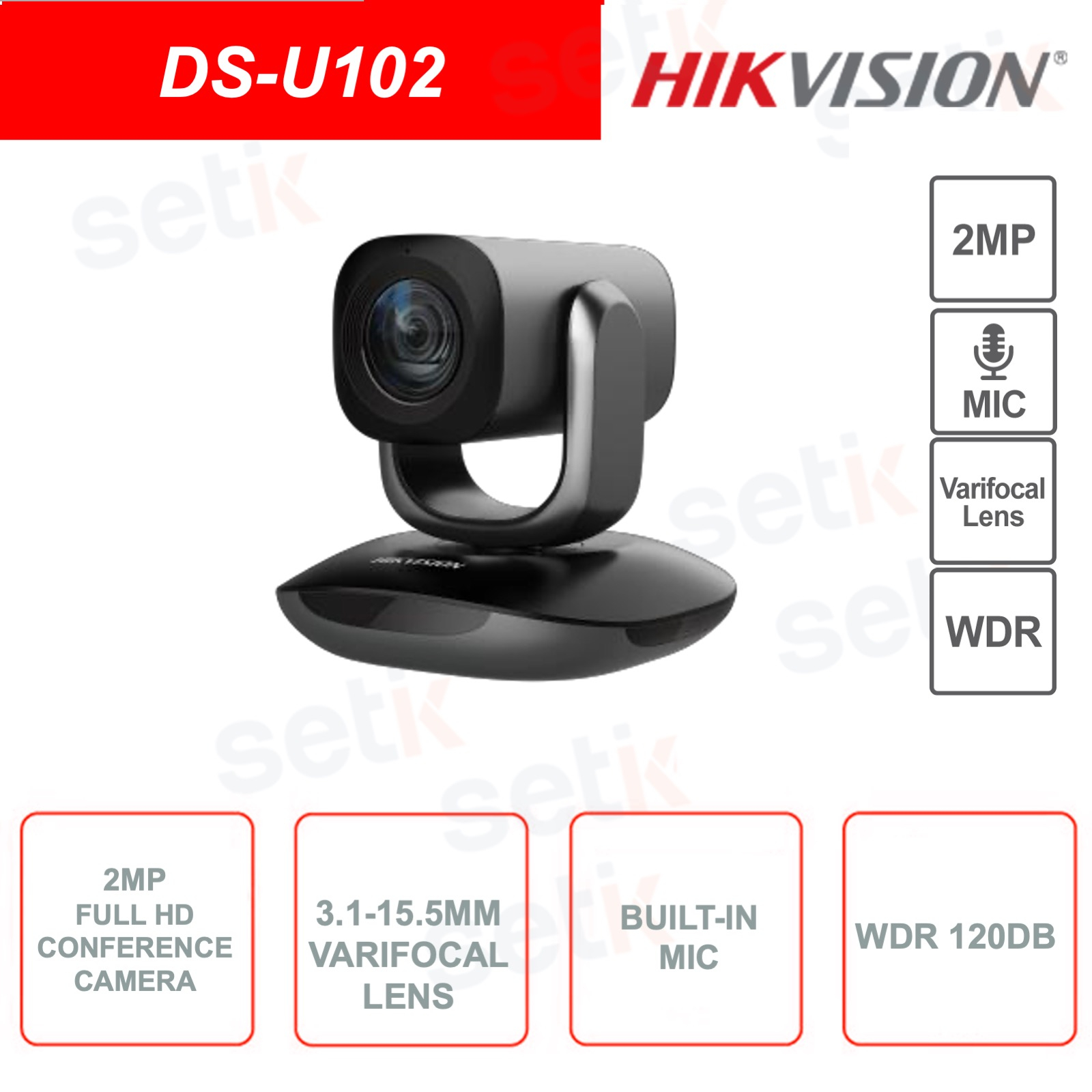 DS-U102 - Cámara Full HD de 2 MP para videoconferencia con lente