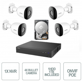 Imou Kit - 4x 2MP Bullet Cameras + 1x IP NVR 4 Channel Onvif PoE + 1 1TB HDD