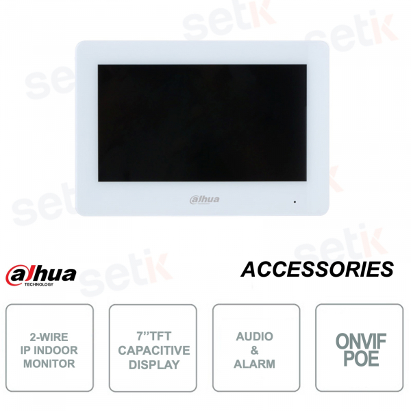 IP WIFI monitor - 2 wires - 7 inch capacitive touchscreen - Alarm - Audio