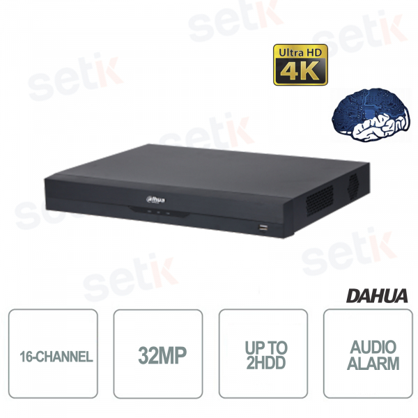 IP NVR 16 Canales 32MP 4K Red Grabadora AI 384Mbps 2HDD WizSense EI Dahua