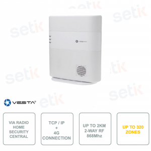 Home security control unit via radio - 320 zones - IP Ethernet Vesta - 4GLTe alarm