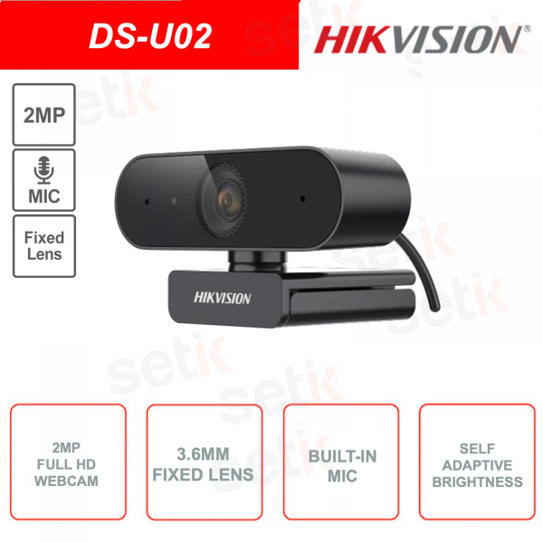WebCam 2MP 1080p - 3.6mm lens - Microphone - USB Type-A