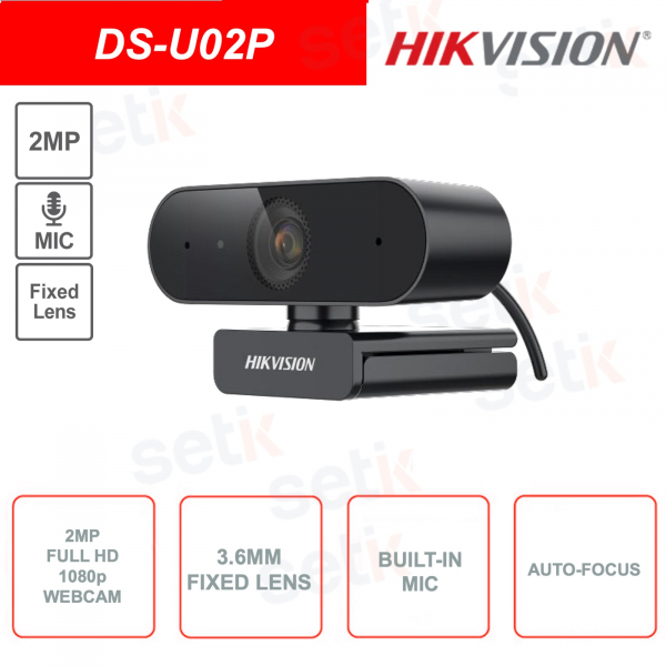 2MP 1080p WebCam - Ottica 3.6mm - Microfono - AGC - Auto-focus