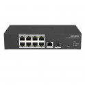 Layer-2-verwalteter Netzwerk-Switch – 8 RJ45 10/100 Mbit/s PoE-Ports – 1 Gigabit RJ45-Port – 1 Gigabit-Glasfaser-Port