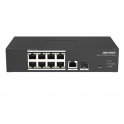 Switch réseau administrable couche 2 - 8 ports PoE RJ45 10/100Mbps - 1 port RJ45 Gigabit - 1 port fibre optique Gigabit