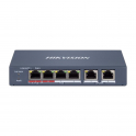 Switch di rete gestito - 4 porte PoE RJ45 100Mbps - 2 porte uplink 100Mbps RJ45