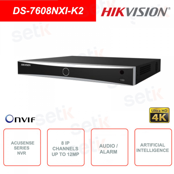 ONVIF® IP NVR - 8 IP channels - Up to 12MP - Artificial intelligence - Audio - Alarm