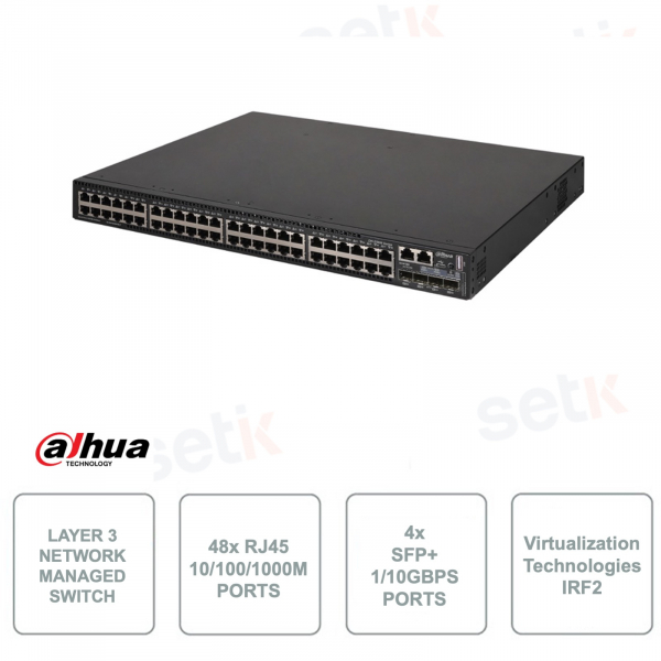 Conmutador de red administrado - 48 puertos Gigabit Ethernet - 4 puertos de 10 Gbps - IRF2