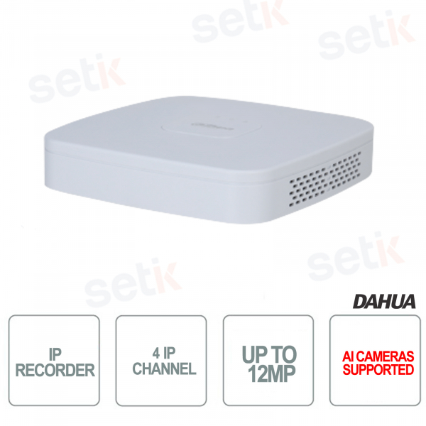 NVR Dahua IP Professionale 4 Canali ip -  AI 12MP 4K Audio