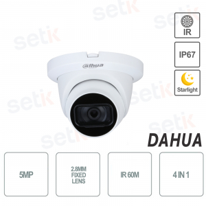 Telecamera Dahua 5MP Starlight con Ottica 2.8mm, Audio e IR 60m