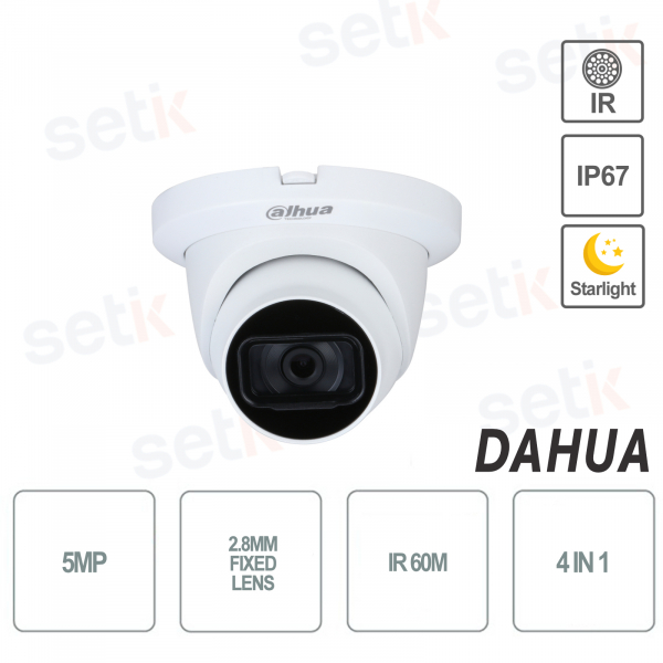 Dahua 5MP Starlight Camera with 2.8mm Lens, Audio, and 60m IR
