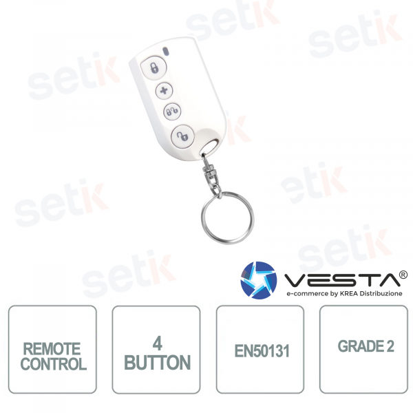 Vesta Alarm Zwei-Wege-Funkfernbedienung 4 Tasten – Weiß