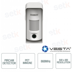 Détecteur extérieur Vesta PirCam 868MHz Pet Immune