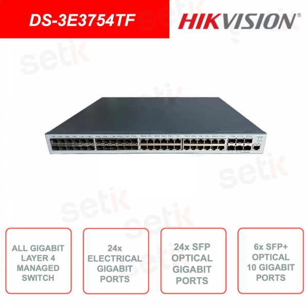 Network Switch - 24 Gigabit Ports - 24 Gigabit SFP Optical Ports - 6 SFP+ Optical 10 Gigabit Ports