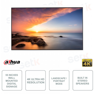 Digital Signage DLED 55 Pollici - Per affissione - 4K Ultra HD - 8ms