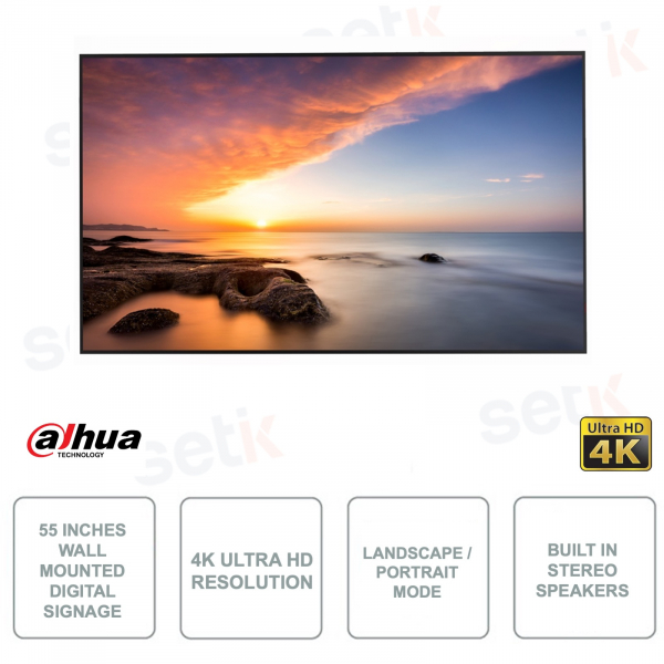 Digital Signage DLED 55 Pollici - Per affissione - 4K Ultra HD - 8ms