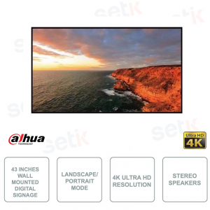Digital Signage - 43 inches - 4K Ultra HD - LED - Stereo Speakers - For bill posting