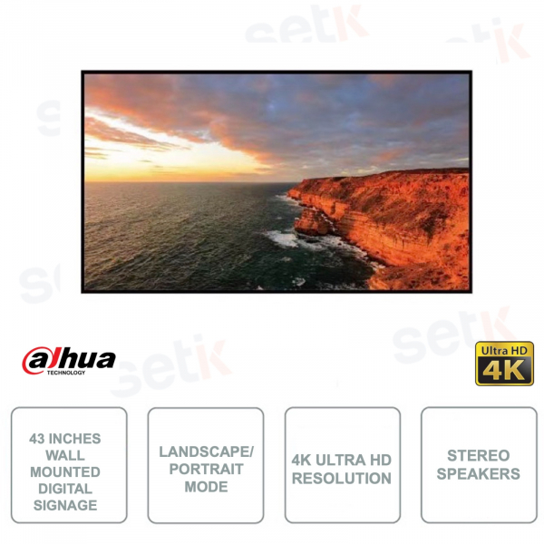 Digital Signage - 43 pollici - 4K Ultra HD - LED - Stereo Speakers - Per affissione