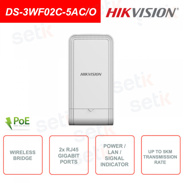 Ponte Wireless - Da esterno - 867Mbps max. - Portata fino a 5Km - 2xRJ45 Gigabit