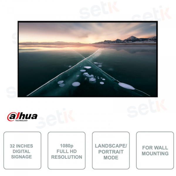 Wall Mounted Digital Signage - 32 Inches - Full HD - LED - 6.5ms - Landscape or Portrait Mode