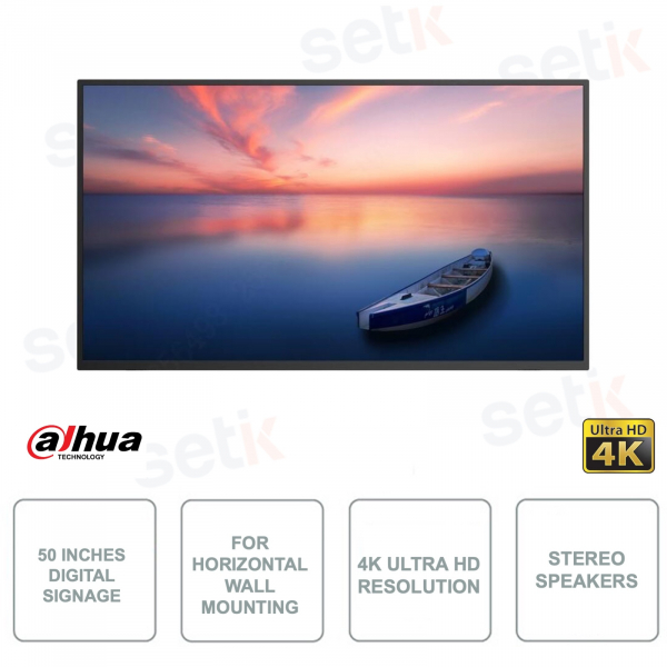 Digital Signage - Per affissione - 50 Pollici - 4K Ultra HD - Orientamento orizzontale - 9.5ms