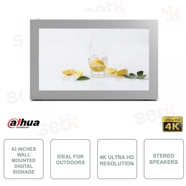 Digital Signage - LED - 49 Pollici - 4K Ultra HD - Per affissione - 8ms - Stereo Speakers - Per esterni