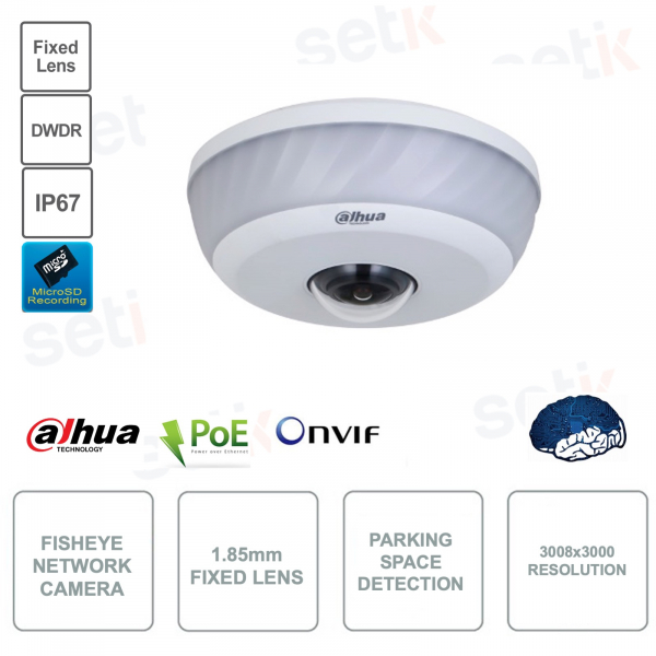 Caméra Fisheye IP POE ONVIF - 3008x3000 - Objectif 1.85mm - Analyse vidéo - Pour parking