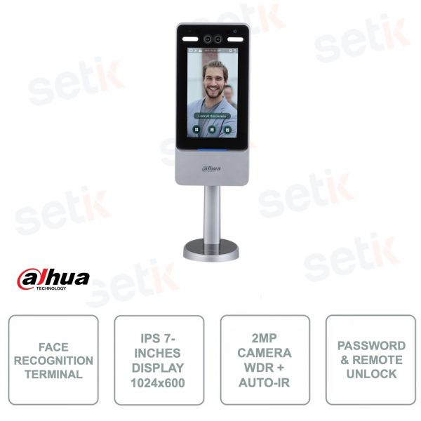 Face recognition terminal - 7 inch IPS display - Password release - 2MP camera