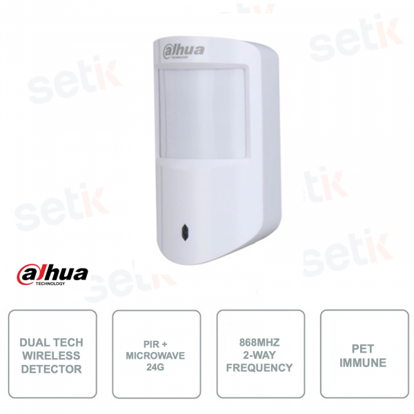 PIR detector - Double Infrared + Microwave technology - Detection up to 12m