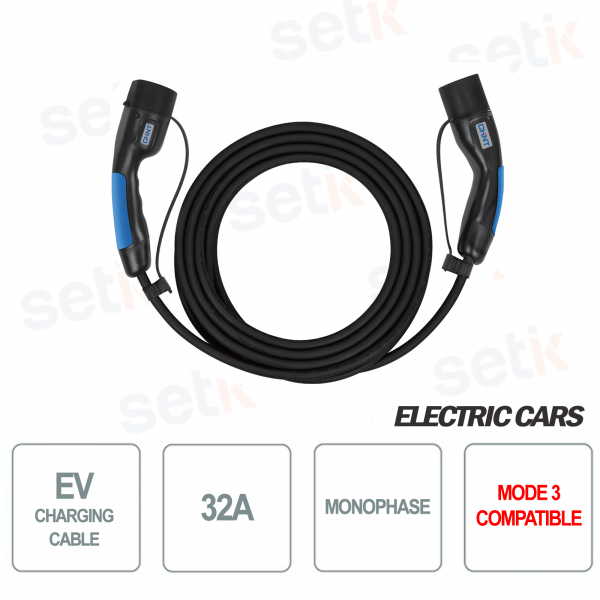 Câble de chargement 16 A pour voiture électrique type 2 / 2 pôles