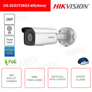 Telecamera Bullet IP POE - 2MP Full HD - Ottica fissa 4mm - Intelligenza artificiale