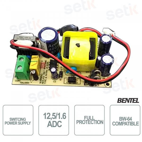 High quality 12.5/1.6adc switching power supply compatible with Bentel's BW-64