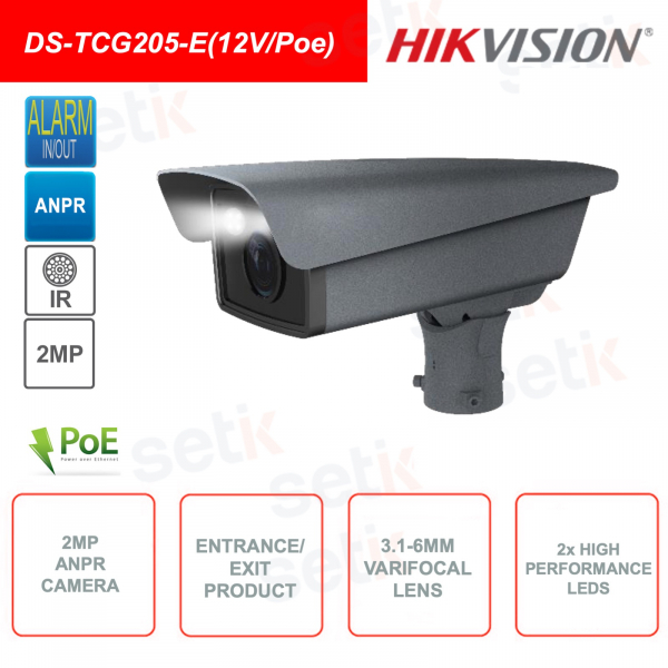 Telecamera ANPR PoE IP 2MP - 2MP - 3.1-6mm varifocoale - IP67 e IK10