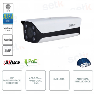 POE IP camera - 4MP - 4.38 mm–9.33 mm varifocal lens - Artificial intelligence with parking detection