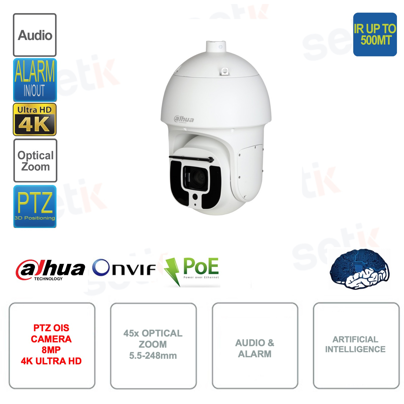 SD8A845QA-HNF Cámara IP POE ONVIF PTZ OIS 8MP 4K Inteligencia
