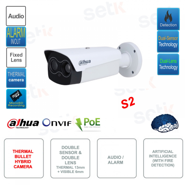 IP POE ONVIF hybrid thermal camera - Double sensor and double lens - Artificial intelligence