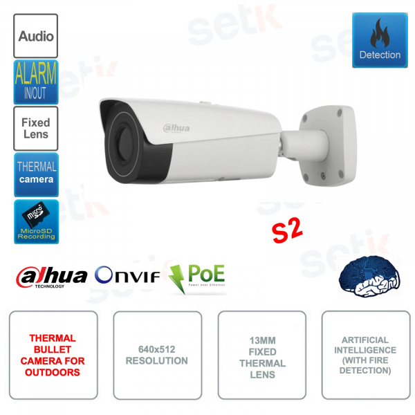 IP POE ONVIF-Wärmekamera – 13-mm-Objektiv – Auflösung 640 x 512 – Künstliche Intelligenz – S2-Version