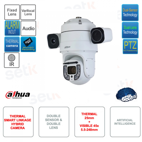 Smart Linkage Hybrid Thermal IP Camera - Double sensor and double lens - Artificial intelligence