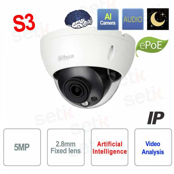 IPC-HDBW5541R-ASE-S3 - Telecamera IP AI 5MP con Ottica Fissa e Rilevamento Intelligente – IR 50m, IP67, IK10 - Dahua
