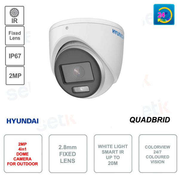 Dome camera 4in1 2MP for outdoor - 2.8mm fixed lens - ColorView - SMart IR 20m