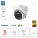 Cámara Domo IP POE ONVIF 8MP 4K Ultra HD - Lente fija 2.8mm - SMart IR 30m EXIR 1.0 - IP67 para uso en exteriores