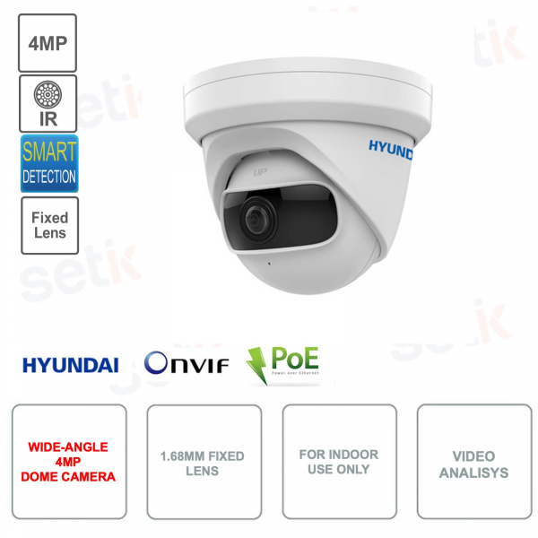 Indoor POE ONVIF IP camera - 4MP - 1.68mm fixed lens - SmartIR 10m