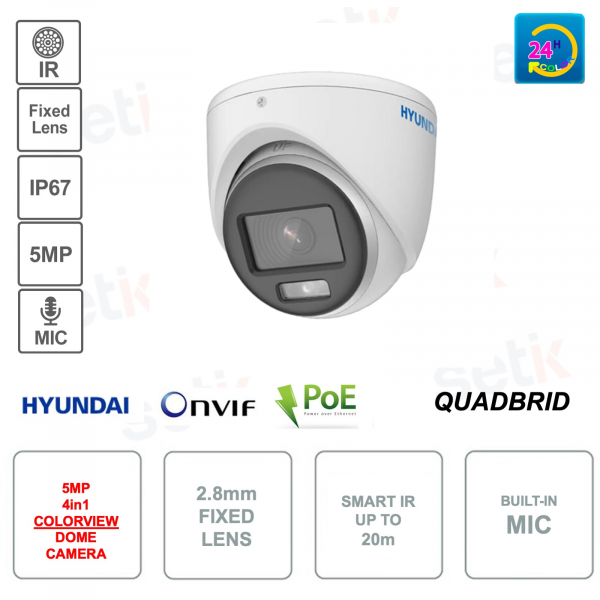 Dome-Kamera für den Außenbereich – 4in1 – ColorView-Serie – 5 MP – 2,8 mm – Smart IR 20 m – IP67