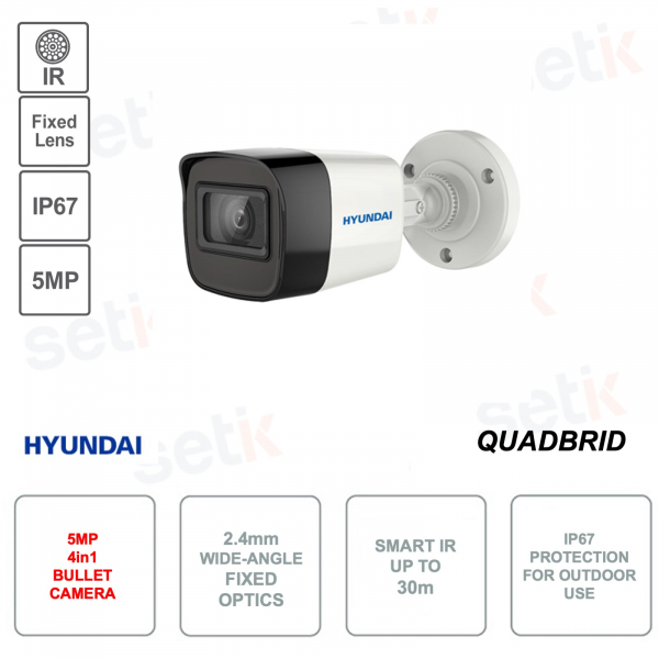 Caméra Bullet 4en1 5MP pour extérieur - Objectif grand angle 2.4mm - Smart IR 30m - IP67