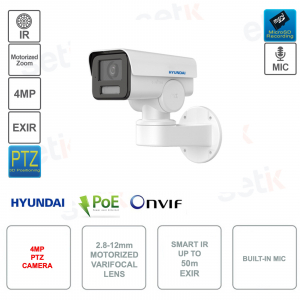 Cámara exterior IP POE ONVIF PTZ - 4MP - Lente 2.8-12mm - Micrófono - Smart IR 50m - IP66