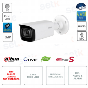 5MP ONVIF POE IP Bullet Camera - 3.6mm Lens - Artificial Intelligence - S3 Version