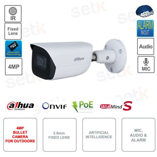 IP-Bullet-Kamera POE ONVIF 4MP – 2,8-mm-Objektiv – Künstliche Intelligenz – S3-Version