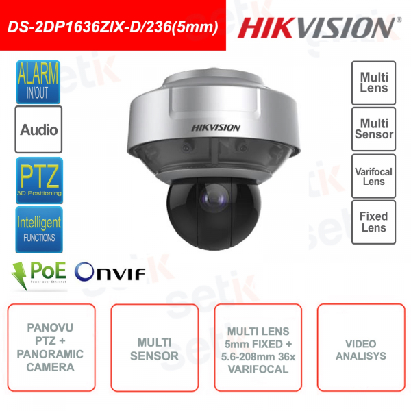 Caméra IP ONVIF Panoramique et PTZ - Multi-capteurs et multi-objectifs - Pour l'extérieur